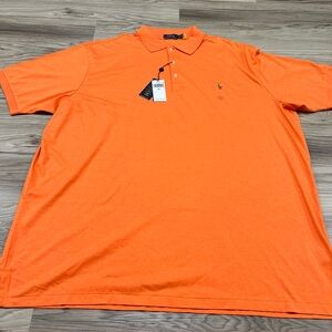 Polo Ralph Lauren Polo Shirt Orange Classic Embroidered Logo Mens 4XLT $110 NWT